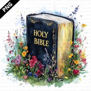 20 Blumenbibel, hochwertige PNGs, Aquarellbilder des Heiligen Buches, weiche Aquarell Bibel Clipart, weiche Aquarell Bibel Clipart, Papiermodelle