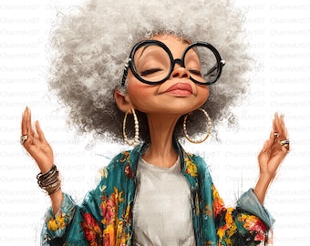 Praying Elderly Black Woman Clipart Bundle (JPG)