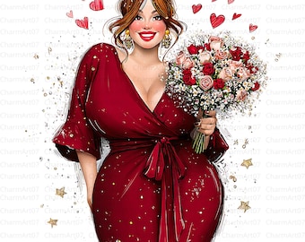 24 Curvy Woman Fashion clipart, Printable Watercolor clipart, High Quality JPGs, Digital download, Paper craft, journaling