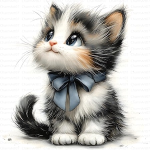 20 cliparts chats mignons, clipart chaton, JPG de haute qualité, clipart aquarelle imprimable, chambre d'enfant, téléchargement numérique instantané, créations en papier