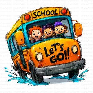 Yellow School Bus Clipart Bundle, School Bus Clipart, 20 High-Quality JPGs, Student Transport Art , Printable, Commercial Use, paper craft