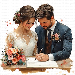26 graziose clip art di coppie di sposi, immagini stampabili di sposi e sposi, download digitale di coppie innamorate, scrapbooking di matrimonio, lavoretti di carta