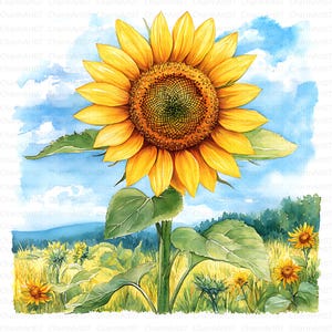 35 cliparts tournesols, bouquet de tournesols, clipart aquarelle imprimable, fichiers JPG de haute qualité, téléchargement numérique, journaux indésirables, créations en papier
