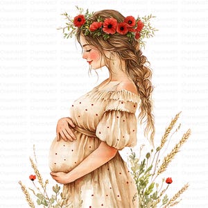 17 imágenes prediseñadas de mujer embarazada, embarazo, imágenes prediseñadas de acuarela imprimibles, JPG de alta calidad, descarga digital, madre con bebé, manualidades de papel