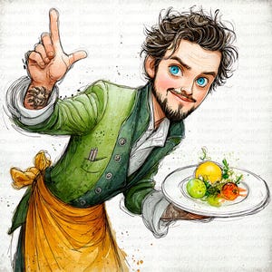 Chef Cooking Clipart, 18 Cook with Pot and Spoon, cooking clipart, Printable Watercolor clipart, High Quality JPG, Paper craft, Junk journal