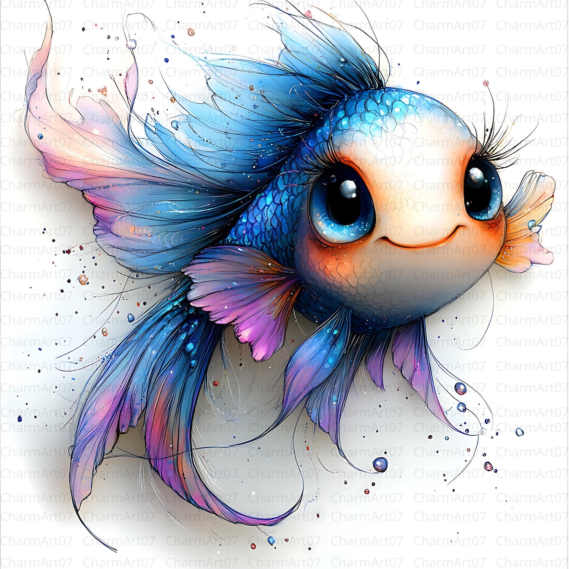Whimsical Fish Art: Funny Watercolor Clipart (digital Download) - Etsy