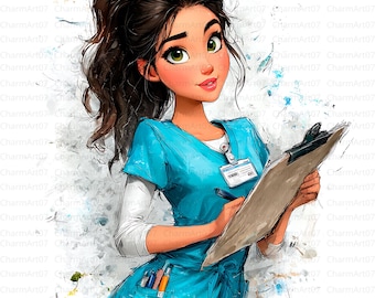 Pacchetto di clipart di infermiere stravaganti: ragazze medico, clipart di dottoresse (file JPG scaricabili)
