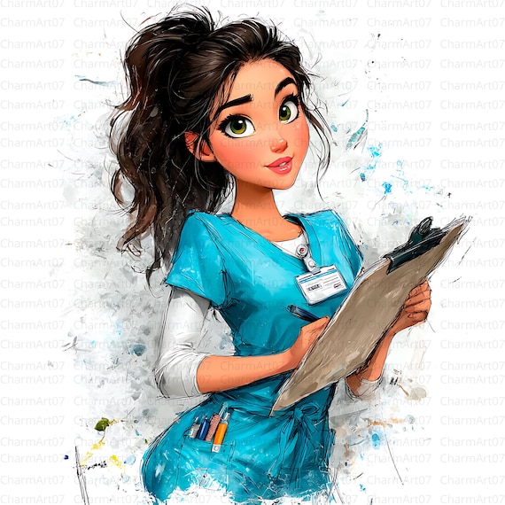 Whimsical Nurse Clipart Bundle: Medical Girls, Doctor Clip Art (JPG Downloadable Files)