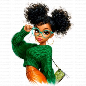 Black Girl Clipart: Watercolor Afro Art, Junk Journal Graphics (Digital Download)