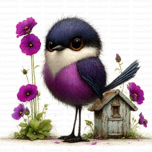 24 imágenes prediseñadas de pájaros pequeños y geniales, pájaros peculiares, imágenes prediseñadas de acuarela de pájaros del bosque, archivos JPG de acuarela de alta resolución, diario basura, manualidades de papel