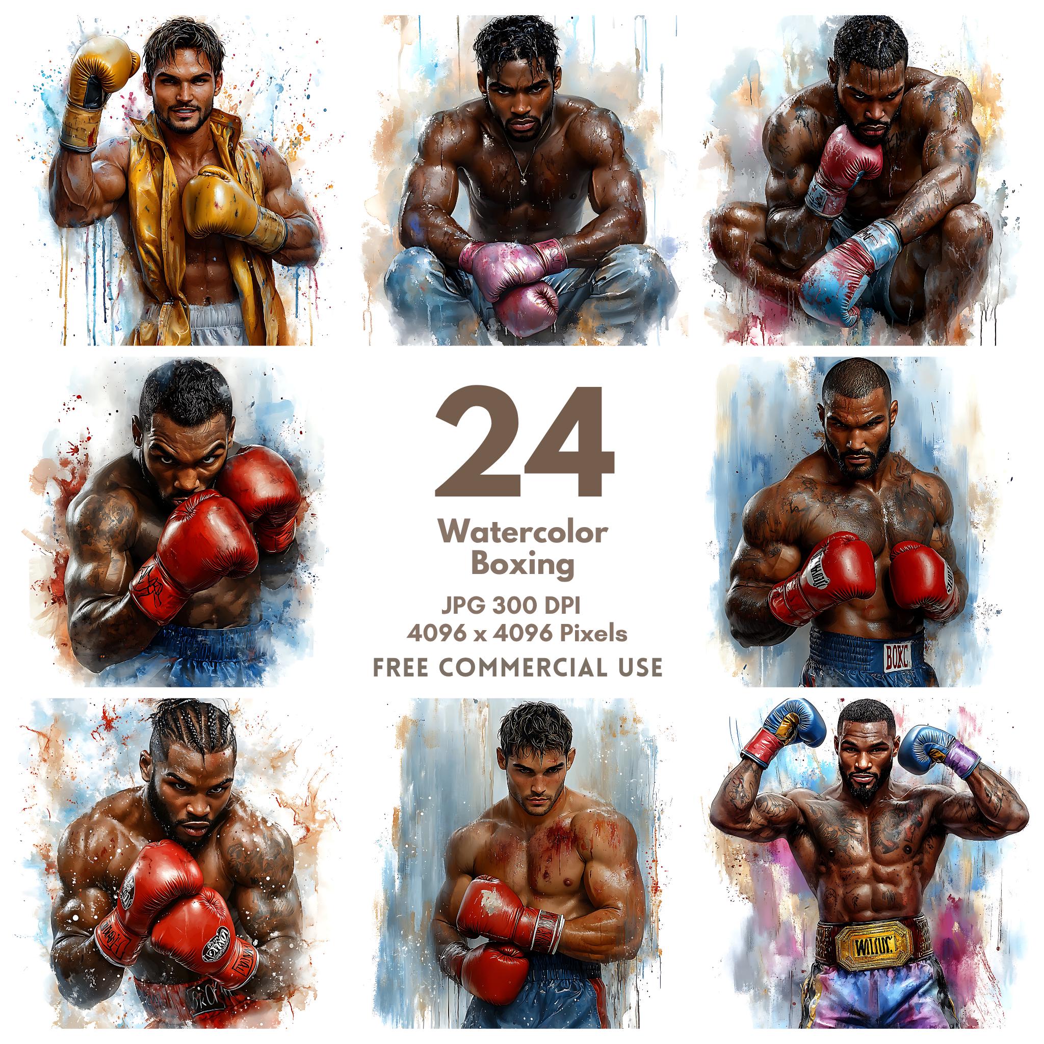 Watercolor Boxing Clipart Bundle: Fight Illustrations (digital Download ...