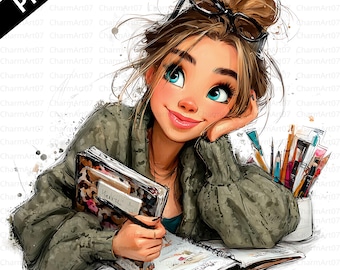 Whimsical Girls Clipart Set: Cute Watercolor PNG Bundle (Digital Download) 20 PNG