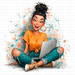 Black Woman Clipart Bundle, 20 Fashionable woman Graphics, black woman graphics, JPG High-Quality,  Printable Watercolor, craft,  journal
