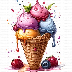 30 clipart gekleurd ijs, ijs in graffiti-stijl, ijs, hoge kwaliteit jpg's, digitale download, Papercraft, junk-tijdschriften