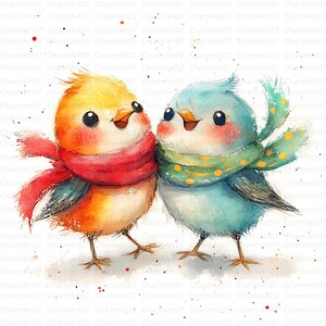 17 かわいい気まぐれな鳥のクリップアート、かわいい鳥のクリップアート、高品質の JPG、デジタルダウンロード、水彩画のクリップアート、印刷可能、気まぐれな鳥、