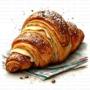 17 Croissant Clipart, French Croissant, Croissant Images, High Quality JPGs, Watercolor Clipart, Junk Journal, Paper Craft, Digital Download