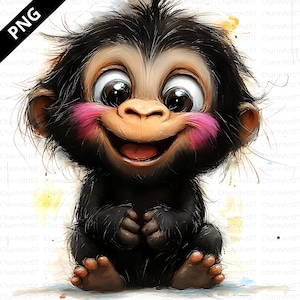 18 baby gorilla clipart, gorilla clipart, High-Quality PNGs , Printable Watercolor, Paper craft, Junk Journal, Digital Craft