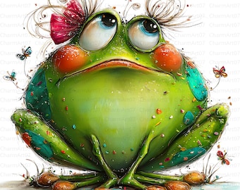 20 Cute Frog Clipart Bundle, Images,Frog , whimsical frog, Watercolor Clipart, Digital Crafting, paper craft