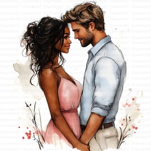20 Interrassische Paare, Romantische Paare, Interrassische Liebe, verliebte Paare, hochwertige JPG, Interrassische Romanze, verliebtes Paar Clipart