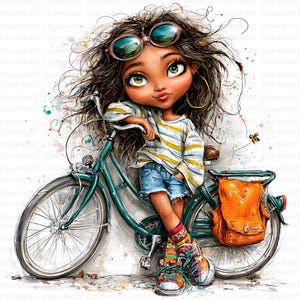 Black Teen Girl Clipart Bundle: Watercolor Style, Junk Journal (JPGs, Digital Download)