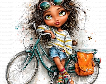 Black Teen Girl Clipart Bundle: Watercolor Style, Junk Journal (JPGs, Digital Download)
