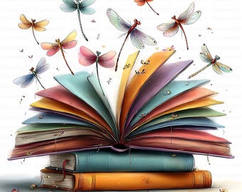 25 cliparts livre magique, fantastique livre ouvert Clip Art, clipart aquarelle imprimable, créations en papier, téléchargement numérique, ensemble de journaux indésirables