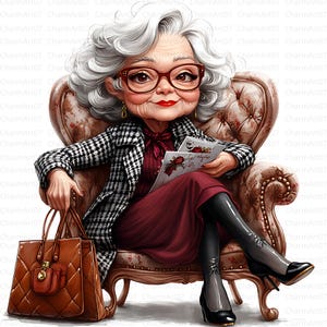 17 Funny old ladies clipart, quirky old ladies, modern granny clipart, women clipart, junk journal, digital paper, crafts, digital download