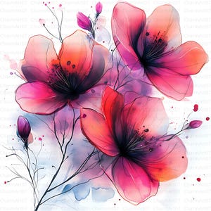 20 Vários clipart de flores, clipart de flores abstratas, clipart de aquarela, JPGs de alta qualidade, download digital, flor abstrata matisse