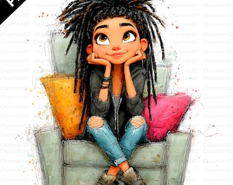 Clipart de chica negra: 20 PNG afro-extravagantes para revistas basura (descarga digital)