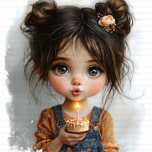 30 cliparts de gâteau d'anniversaire originaux, clipart anniversaire, fille d'anniversaire, aquarelle imprimable, fichiers JPG de haute qualité, créations artisanales en papier pour journal indésirable