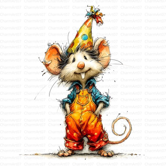 Funny Mouse Clipart: Quirky Comic Mice Illustrations (Digital Download)