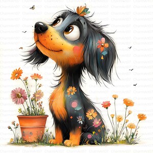 15 Quirky Dog Clip Art, Watercolor Clipart JPG, Junk Journaling, Scrapbook, Card Making, Fantasy, Whimsical Frazzled Puppy, Digital Download