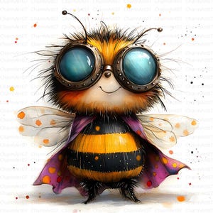 15 eigenzinnige hommel clipart, bij clipart, Crazy Insect clipart, 15 hoge kwaliteit jpg's, aquarel clipart, digitale download, junk Journal