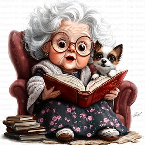 35 Clipart di donne anziane che leggono, Clipart di scrittori, Clipart di acquerelli stampabili, JPG di alta qualità, download digitale, diario di scarto, lavoretti di carta
