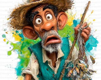 Watercolor Man Fishing Clipart Bundle: Scrapbook & Junk Journal (Digital Download JPGs)