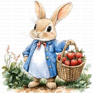 20 Peter Rabbit Clipart, Beatrix Potter Stil, hochwertige JPG, Aquarell Bunny Clipart, digitaler Download, Beatrix Potter Illustration