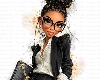Black Girl Boss Clipart-Bundle: Fashion Planner Art (JPG)