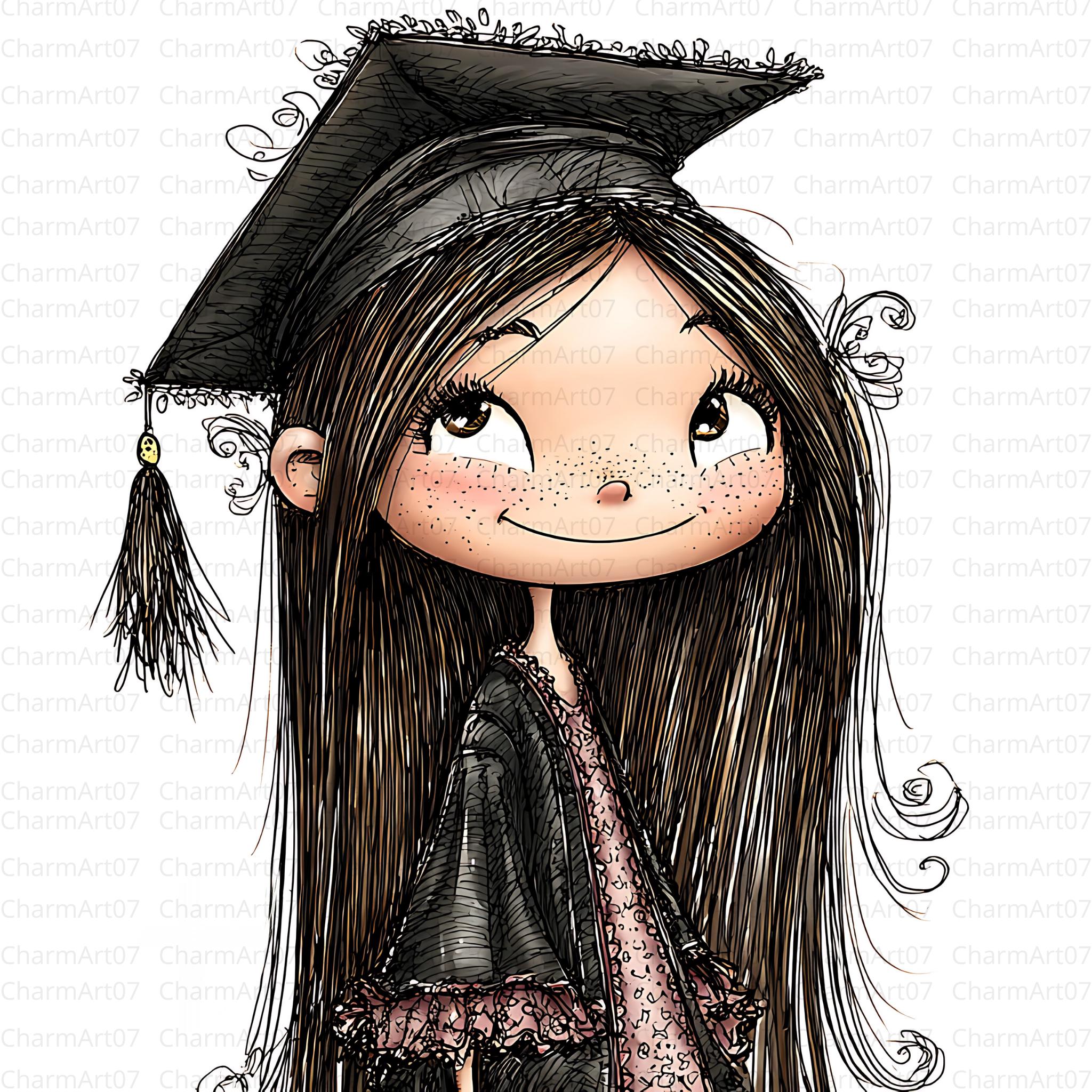 28 Quirky Girl Graduation Clipart, Student Grad Designs, Printable ...