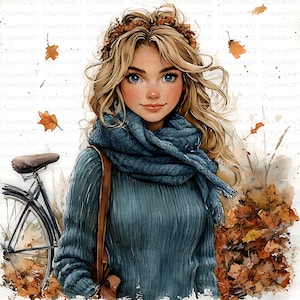 16 Clipart di ragazze bionde, Clipart di ragazze bionde eccentriche, Clipart di acquerelli stampabili, JPG di alta qualità, Download digitale, Carta artigianale, Diario