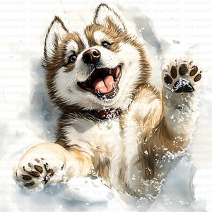 13 imágenes prediseñadas de cachorros jugando, imágenes prediseñadas de perritos en acuarela, archivos JPG imprimibles de alta calidad, imágenes prediseñadas de perros, imágenes prediseñadas de perros en acuarela, manualidades de papel
