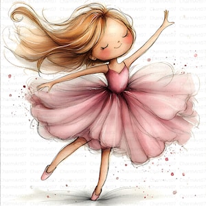 15 JPG Clipart di ballerina, ballerina di danza classica, clipart stampabile, jpg, diario di scarto, clipart di ballerina, clipart di baby shower, colorato