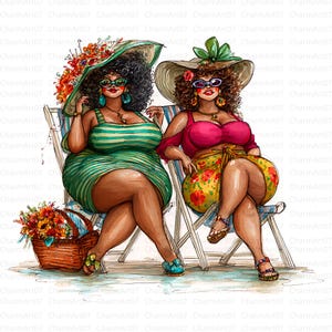 Quirky Curvy Ladies Clip Art ,20 Whimsical Summer Watercolor Clipart JPG, Junk Journal, Scrapbook, Card Making, Digital Download, Fantasy