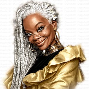 Funny Black Old Lady Clipart, 24 Elegant Black Old Ladies, Printable Watercolor, High-Quality JPG, Paper Craft,Junk Journal,Digital Download