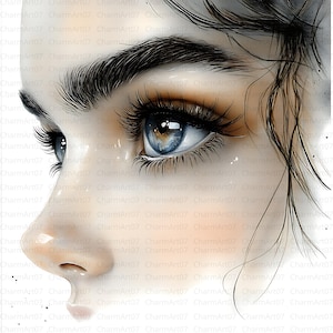 Eyebrow & Eye Watercolor Clipart: High-Resolution JPGs (Digital Download)
