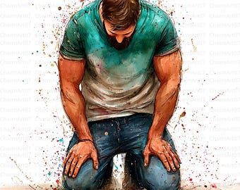 Christian Man Praying Clipart, 21 Religious Art (Commercial Use) JPG