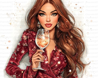 Party Woman Clipart Bundle: Watercolor Illustration (Digital Download)