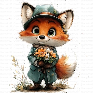20 cliparts renard original, image renard originale, aquarelle imprimable, fichiers JPG de haute qualité, créations en papier, journal indésirable, créations numériques, renard original