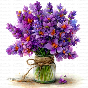 14 Lavendel Clipart, Lavendel Bouquet Set, druckbare Aquarell Clipart, hochwertige JPGs, digitaler Download, Junk Journal, Papierhandwerk