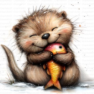 15 Clipart original de loutre, clipart mignon et drôle de loutre, loutre nageant, aquarelle imprimable, fichiers JPG de haute qualité, journal indésirable, créations en papier