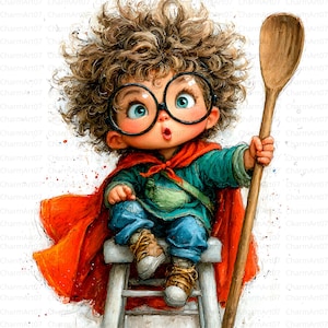 Quirky superhero boy Clip Art, quirky boy clipart, 24 High Res Watercolor JPGs , digital print, Junk Journaling, Scrapbooking, Card Making